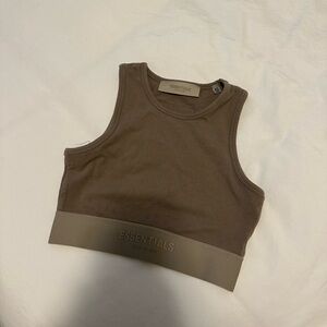 essentials cropped brown tank